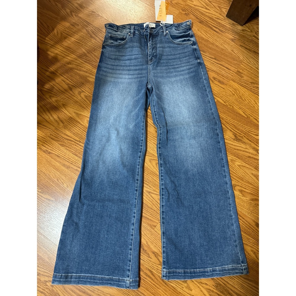 Risen‎ Jeans Wide Leg Cropped Denim Jeans Medium Wash Size 15/32